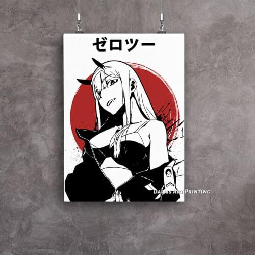 Canvas anime Zero Two Kawaii Anime Girl Pictures Home Decoration Paintings Poster HD Prints Wall Art Modular Living Room Framed