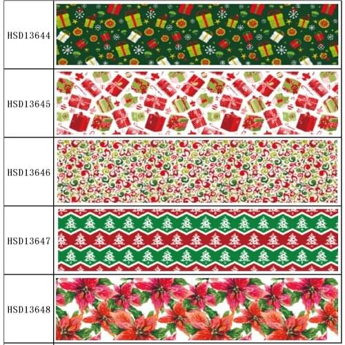 HuangTao 22MM 25MM 38MM 50MM 75mm Printed Pattern on Grosgrain Ribbon for diy ribbon