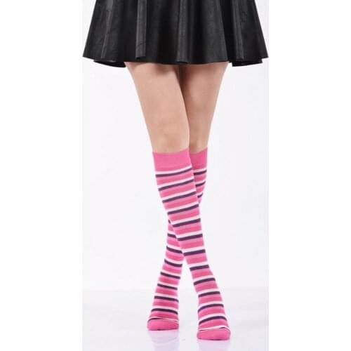 Idilfashion Women Metal Circles Below-Knee Stocking-Fuchsia-B-ART013 (3'LÜ PACKAGE)