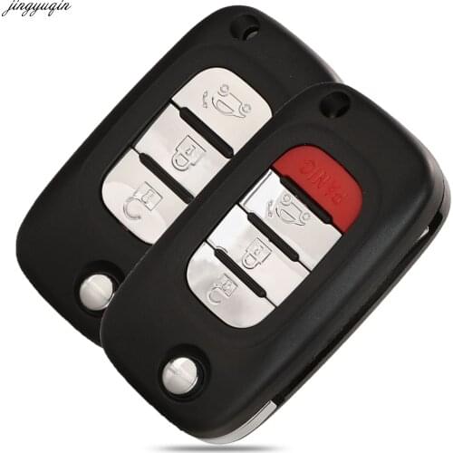 Jingyuqin 5pcs Remote Car Flip Key Case Shell For Mercedes Benz Smart Fortwo 453 Forfour 2015-2017 3/4 Buttons Fob Replacement