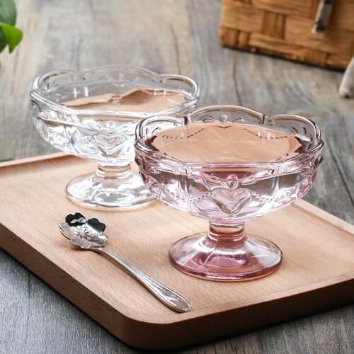 Creative Cherry blossoms Glass Bowl Tableware Ice Cream Bowl Salad Dessert Bowl New Vegetables Fruit Bowls Kitchen Tableware