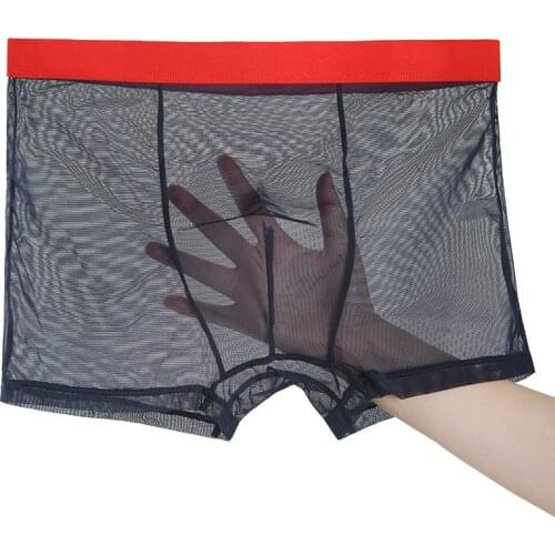 Cool Ultra-thin Mens Sexy Transparent Underwear Male Ice Silk Modal Breathable Cowboy Youth Nylon Temptation Pants