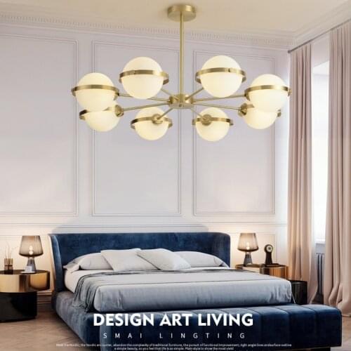 Nordic Magic Bean Chandelier Simple Creative Personality Dining Room Bedroom All Copper Postmodern Light Luxury Atmospheric lamp
