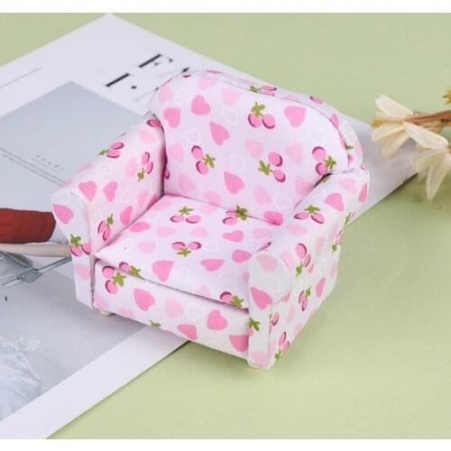 1Pc 1/12 Dollhouse Miniature Sofa Living Room Accessorie For Children Gift Simulation Dollhouse Sofa 9.1CM*6.4CM*7.2CM New