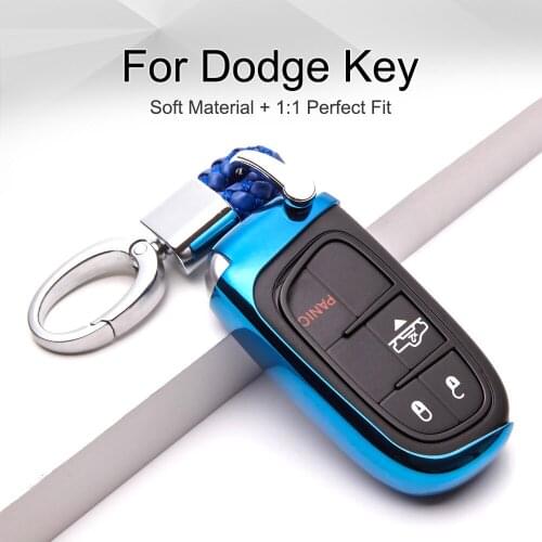 Soft TPU Car Key Case Cover For Dodge Ram 1500 Caliber Journey Challenger Charger Nitro Key Ring Chain Styling Accessories