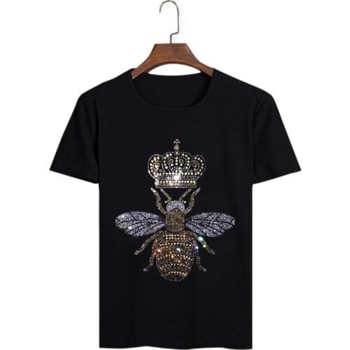 New 2019 parkour embroidery Crown Bees Hot diamond T Shirts T-Shirt Hip Hop Skateboard Street Cotton T-Shirts Tee Top kenye #L79