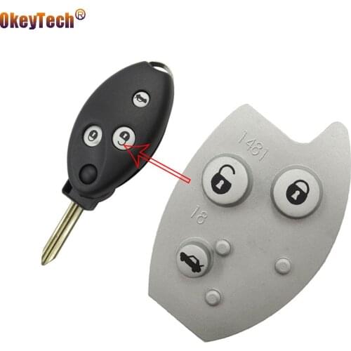 OkeyTech Replacement Flip For Citroen C2 C3 C4 C5 C6 Picasso Berlingo 3 Button Key Fob Shell Case Cover Rubber Button Pad Mat