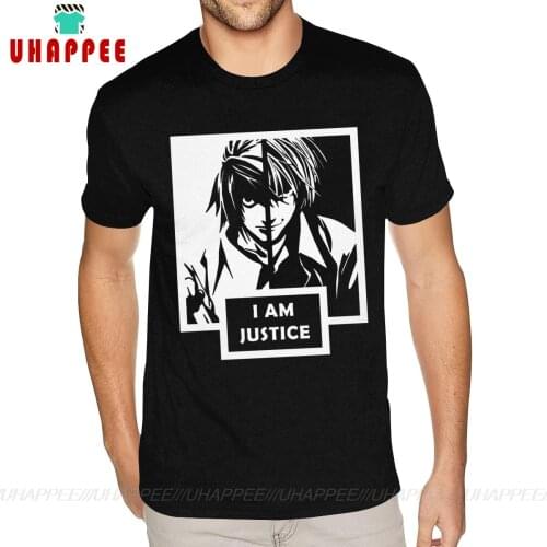 Wholesale T Shirts I Am Justice Death Note T Shirt Printing Cotton Boyfriends 6XL Black Shirt