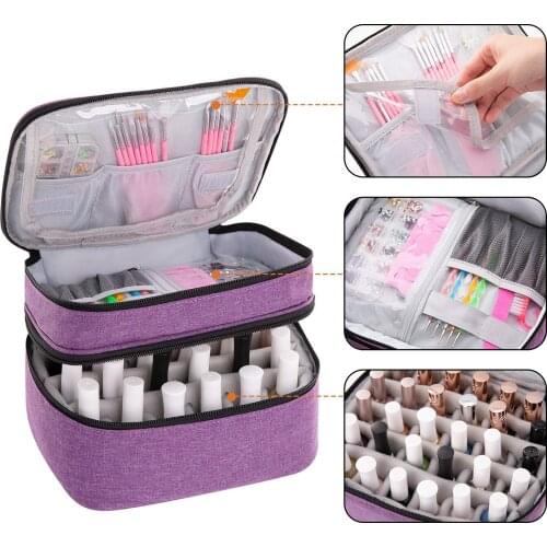 Nail Polish Organizer Bag with Handles Travel Case Portable Storage Bag for Manicure Set - Holds 30 Bottles