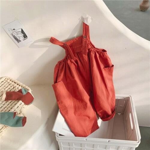 2-7T Spring Summer Toddler Kids Baby Girl Overalls Pants Boys Brace Jumpsuit Loose Cargo Pants Rompers Sunsuit Playsuit