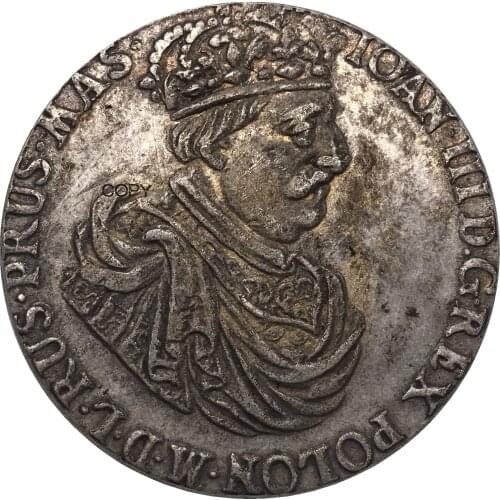 Polanc Coin Danzig Taler John III Sobieski 1685 Coin Cupronickel Plated Silver Copy Coin