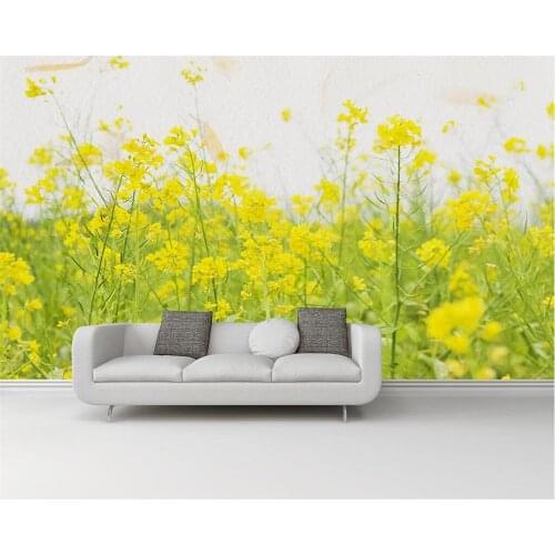 Beibehang Custom wallpaper simple small fresh rape flower garden background living room bedroom TV sofa background 3d wallpaper