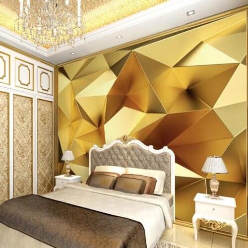 Custom papel DE parede 3d,Golden geometric polygon mural for living room dining room bedroom KTV background decoration wallpaper