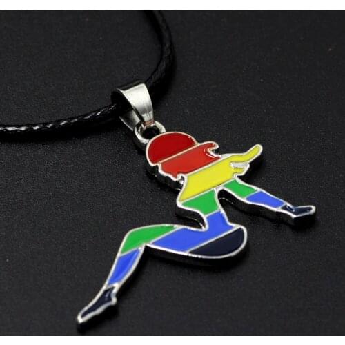 Cut Out Shape Hot Girl Rainbow Necklace with 18" chain LGBT Steel Lesbian Pride Jewelry
