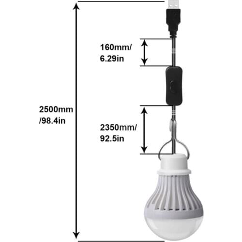P82A USB Portable Led Bulb Lights Led Lighting for Camp Tent Night Fishing Emergency Lights 5W 5V W/2.5m Cable on/off Switch