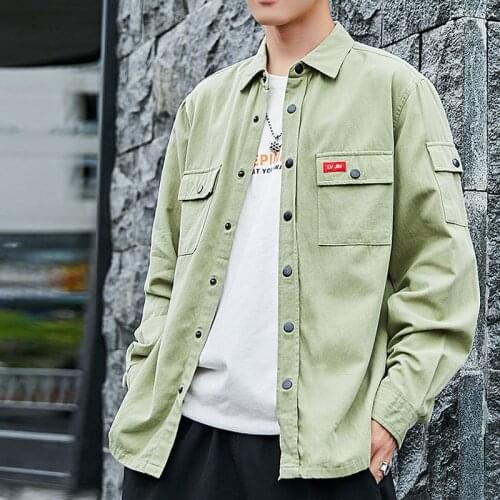 Autumn Mens 100% Cotton Long Sleeve Shirt Japanese Tooling Fashion Casual Free Shirt Men Shirt Streetwear Camisa Masculinang