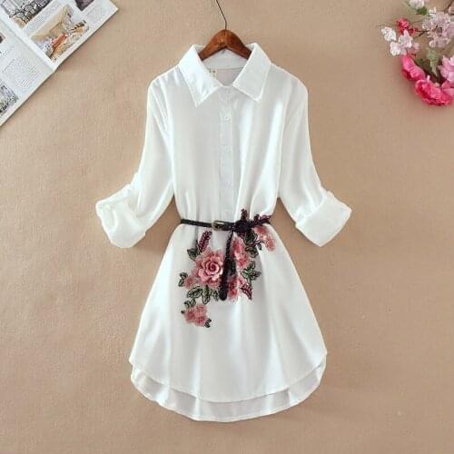 Women Summer Long Sleeve Shirt Office Lady Work Wear Shirts Female Elegant Solid Color Tunic Turn Down Collar Blouse Tops Q517