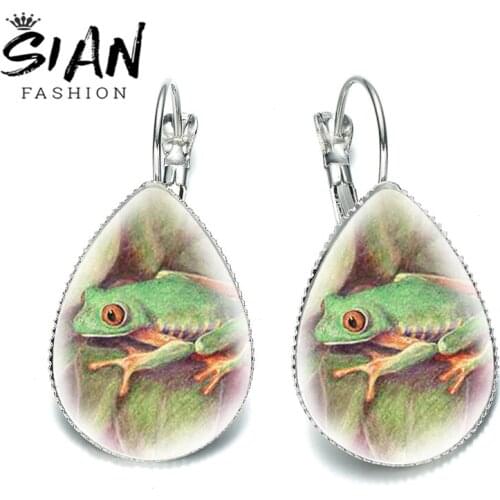 SIAN Frog and Fairy Sleepy Lazy Frog Pattern Earrings Fashion Hanging Earring Creative Style Pendant for Lady Jewelry Wholesale