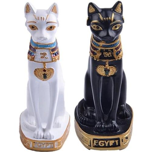 Egyptian Cat Figurine Statue Decoration Vintage Cat Goddess Bastet Craft Sculpture Creative Home Garden Ornament Prop Statu