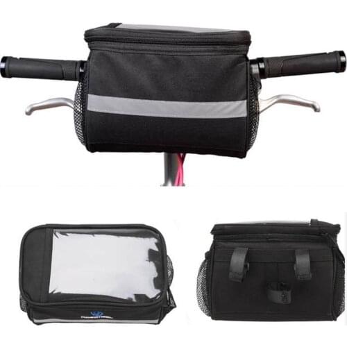 Deemount Mountain Bike Handlebar Bag PVC Bicycle Front Basket Riding Bike Phone Case Tool Bag Pannier Cycling Pouch Bycicle Bag