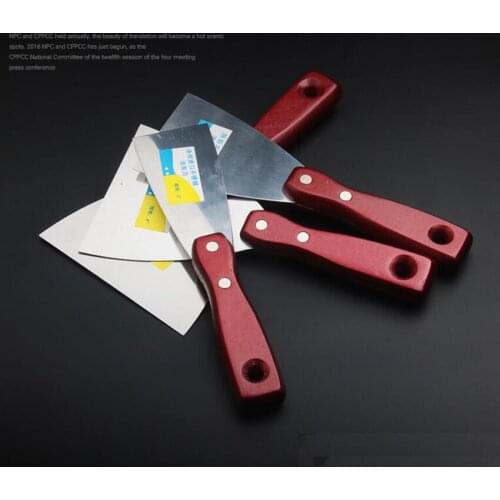 1 "2 "3 "4 " 5 "Thickened Stainless Steel Putty Knife Decoration Tools Solid Wood Handle Scraper Polished Mirror Scraper