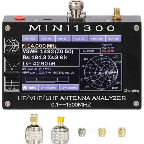 Mini1300 0.1-1300Mhz Hf Vhf Uhf Antenna Analyzer Vector Network Analyzer Swr Meter Frequency Rf Radio Multimeter