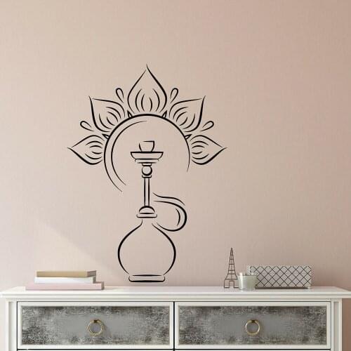 Vinyl Wall Decal Hookah Smoking Room Bar Smoke Stickers House Interior Decoration Art Mural Wallpaper Living Room Decor A088