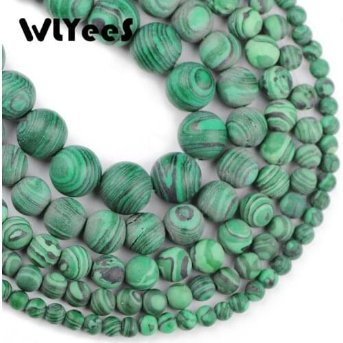 WLYeeS AAA Matte Green Malachite Stone High Quality Natural Stone 4 6 8 10 12mm Round Loose bead jewelry bracelet Making DIY 15"