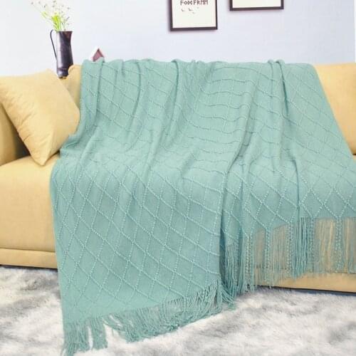 Green 127*172CM Tassel Use In Different Place Lightweitht Soft Friendly Sofa Bed Blanket