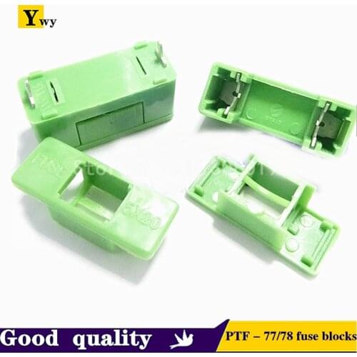 10PCS/Lot Green Fuse Holder PTF-77/78 5X20MM Fuse Pin Pitch About 22MM FUSE Plug-In