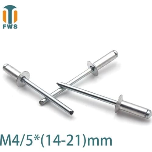 10PCS M4 M5 Multi Size Aluminium Open End Countersunk Head Break Mandrel Blind Rivet Nail Pop Rivets for Furniture Car Aircraft