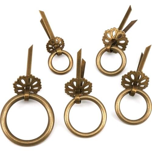 1x Antique Brass Kitchen Cabinet Knobs Handles Vintage Drawer Cupboard Ring Door Pulls Handle