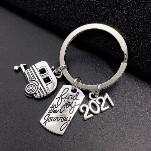 2021 Find Joy In The Journey RV Outdoor Gift Retirees Commemorative Fashion Key Chain, Jewelry Accessory Key Chain