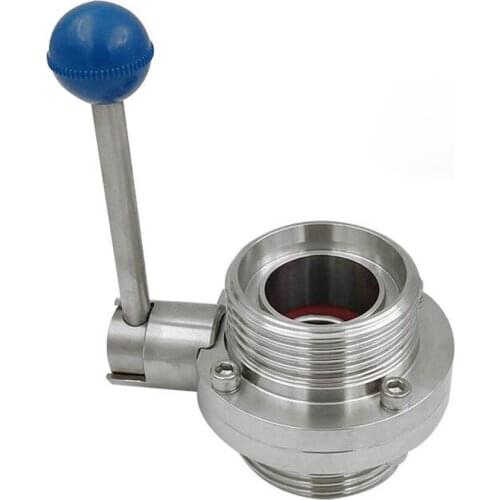 304 Sanitary Butterfly Valve Male Thread Stainless Steel Butterfly Valve T-type Thread Manual Butterfly Valve