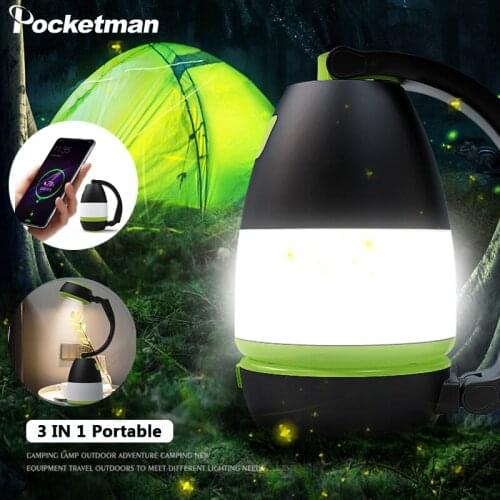 3In1 Emergency Light Portable Camping Flashlight Reading Desk Lamp Multifunction USB Charging Lantern LED Night Searchlight