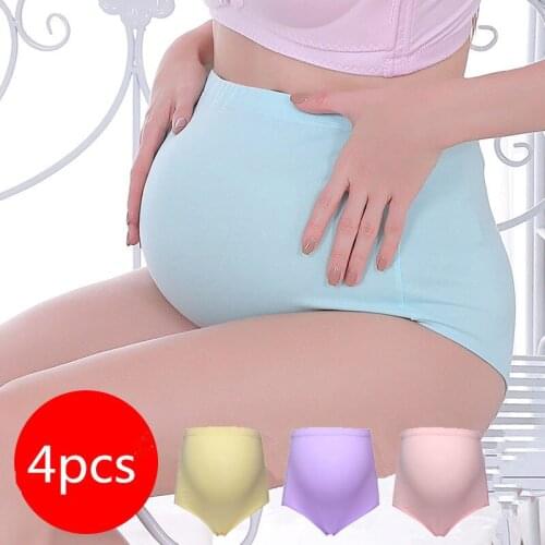 4pcs Pregnant Womens Adjustable Maternity Underwears Briefs Cotton Over Bump High Waist Underwear Brief Panties