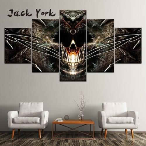 5 Piece Canvas Art HD Print Black Techno Wallpapers Wall Art Paintings For Living Room Wall Poster Picture Free Shipping