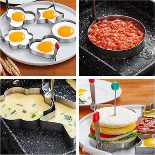 5 Style Stainless Steel Fried Egg Pancake Shaper Omelette Mold Mould Frying Egg Cooking Tools Kitchen Accessories Gadget Rings