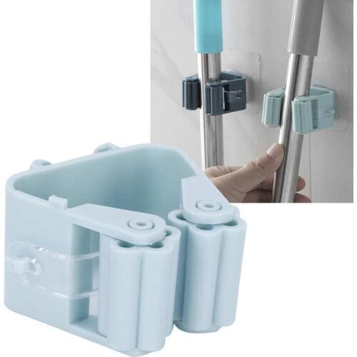 6 X 5cm ABS Mop Rack Bathroom Holder Wall Mounted Mop Storage Rack Clamp For Bathroom Kitchen Garden Light Green Home Supplies