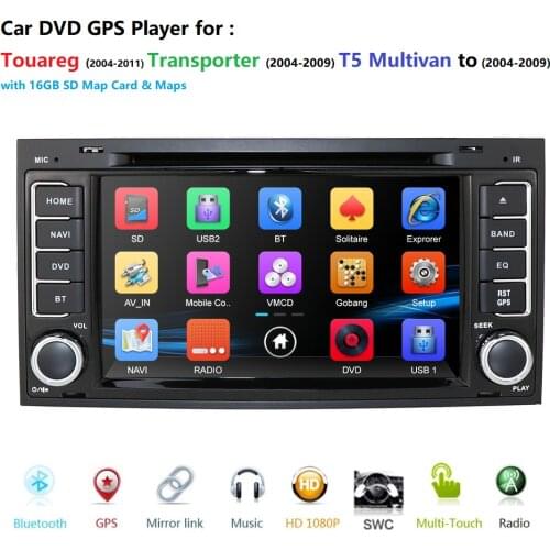 7inch 2din Car stereo head unit navigation GPS NAVI DVD player for VW Volkswagen Touareg/Transporter T5 Multivan 2002-2010 1080P