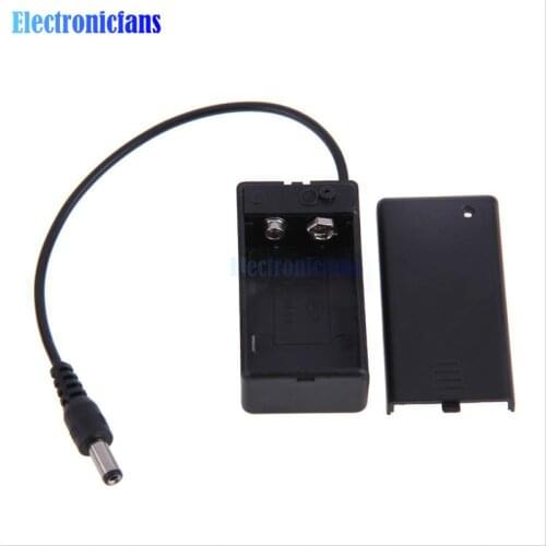 9V PP3 Battery Holder Box Case Wire Lead ON/OFF Switch Cover + DC 2.1mm Plug
