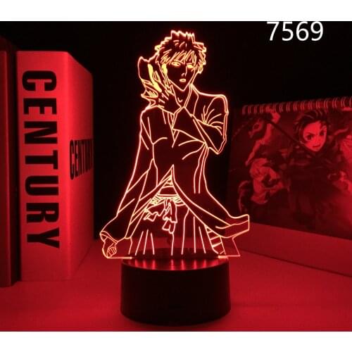 Anime Bleach 3D Lamp Ichigo Kurosaki for Bedroom Decor Nightlight Cool Birthday Gift Manga Bleach Acrylic LED Night Light