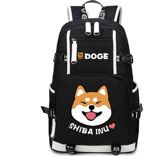 Anime Shiba Inu Doge Backpack Laptop Canvas Bags Children School Bag Teenagers Cartoon Dog Bagpack Students Animal Dogs Satchel