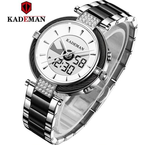 KADEMAN Top Brand Luxury Watch LED Display Women Stainless Steel Casual Ladies Wrist Watches Bracelet Clock Relogio Feminino