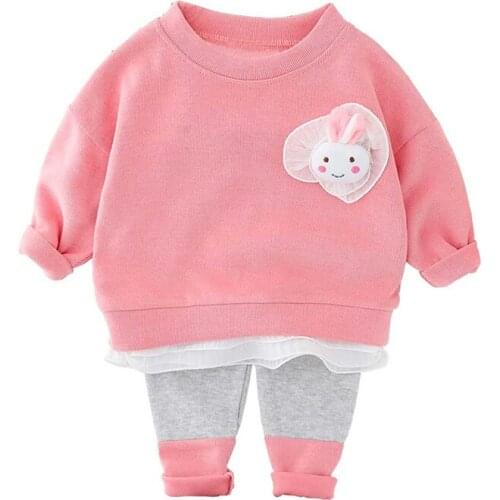 Girls Lace Bunny Kids Tracksuit Baby Toddler Sweater Leggings Cartoon 2PCS Set Children Sportswear Outfit Hot Sale Fall