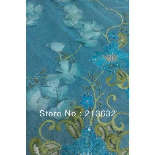 France curtains wedding blouse wedding decoration hot sky blue organza polyester tulle roll embroidery lace fabric patch work