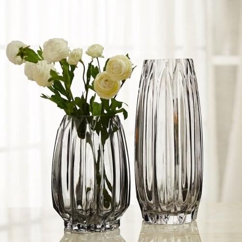 Creative geometric vertical prismatic glass vase transparent dining table decoration vases home living room decoration vase