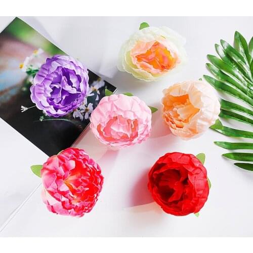 5 pcs 10x7cm Silk Artificial Peony Rose Flower Head For DIY Garland Craft Fake Flower Accessories Wedding Wall Home Decoration