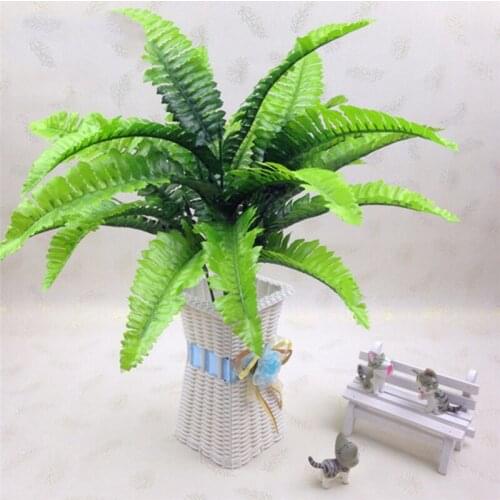 7 Forks Simulation Fern Grass Green Plant Artificial Persian Leaves Flowers Wall Hanging Plants Home Decoration Accessories