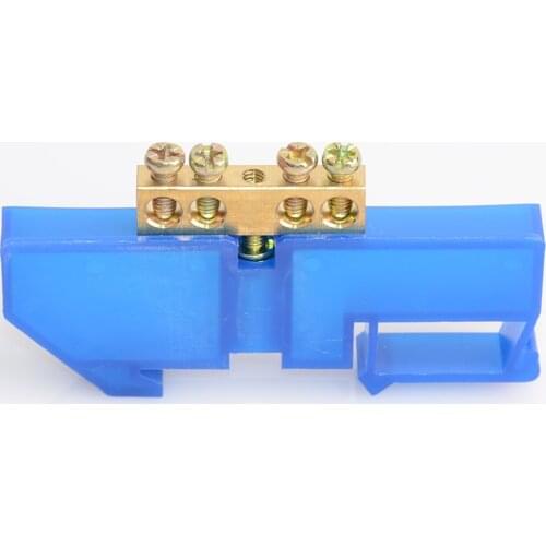 1Pcs Blue Screw Brass Din Rail Earth And Neutral Terminal Block 4 Way Distribution Box Terminal Strip